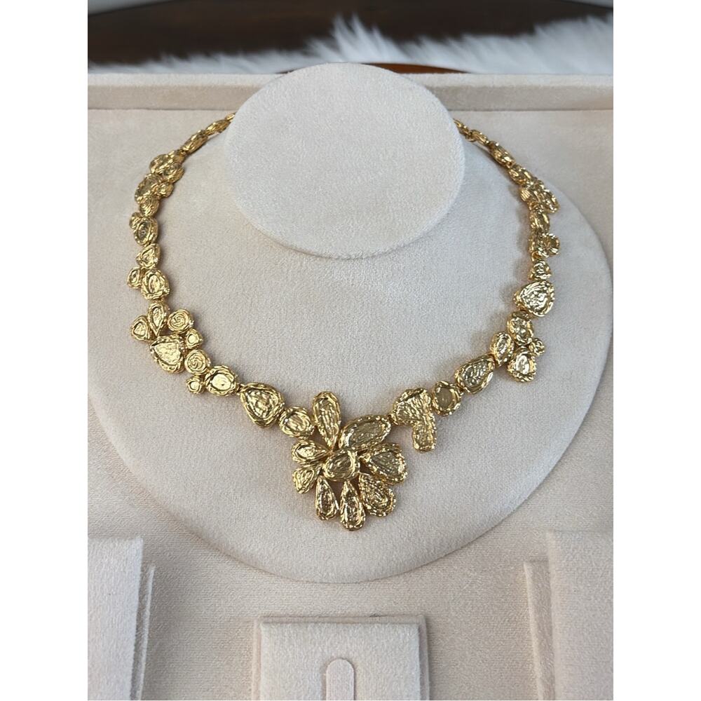 Nina Ricci Gold Floral Statement Necklace